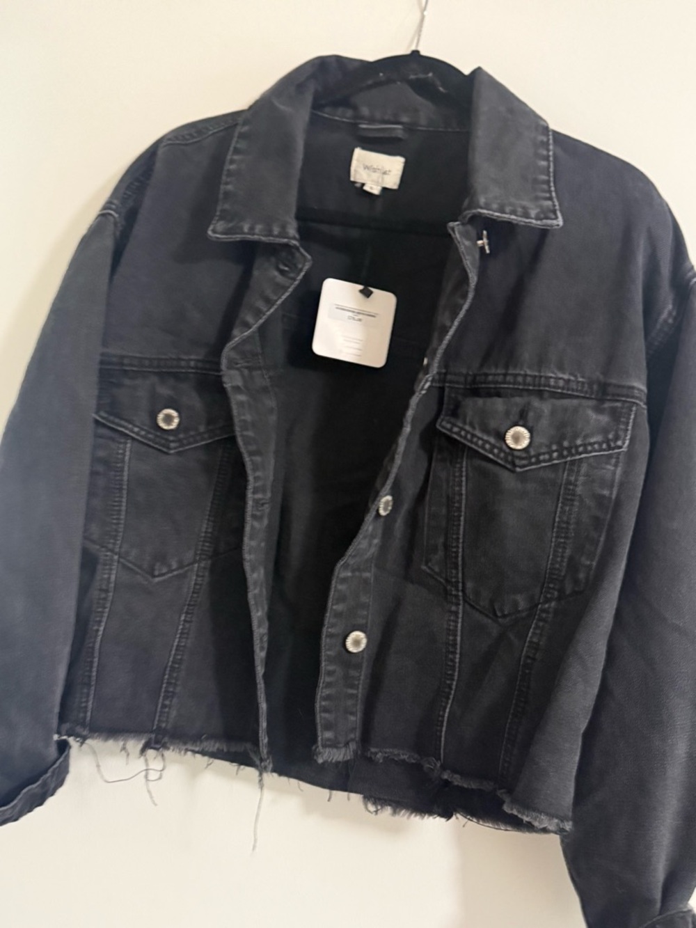 Wishlist Black Distressed Cropped Denim Jacket